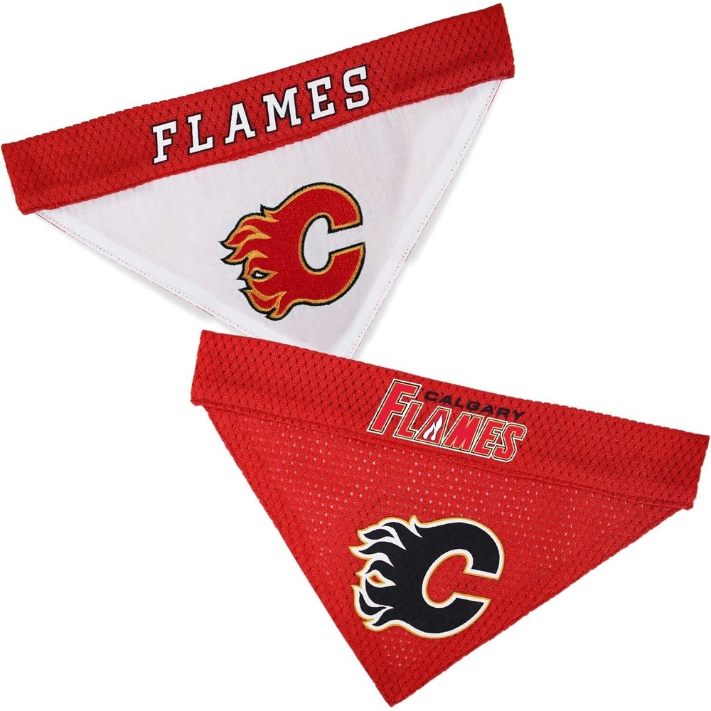 Pets First NHL Calgary Flames Pet Bandana Reversible Home Away S/M CGY-3217-S-M